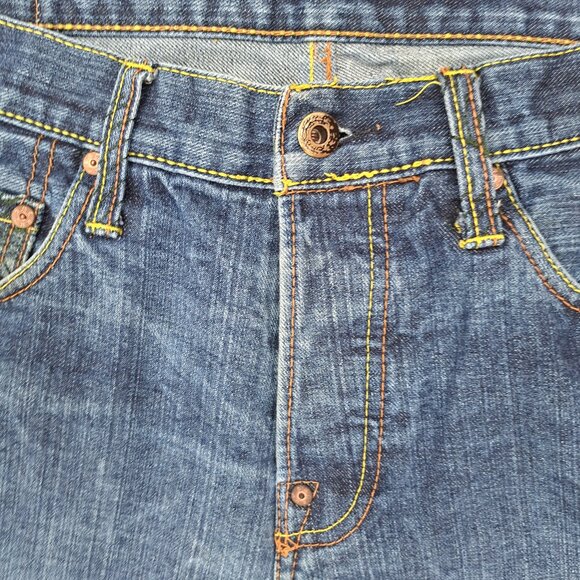 Vintage RMC Jeans Men's Graphic Navy and Blue Jeans Size 34x32 - Picture 7 of 14